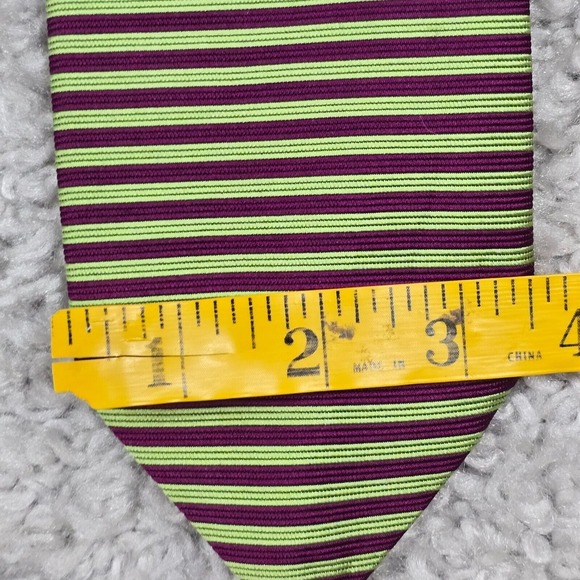 Brooks Brothers Makers Neck Tie Mens Green Purple Stripe 100% Silk Made in USA - Picture 4 of 6